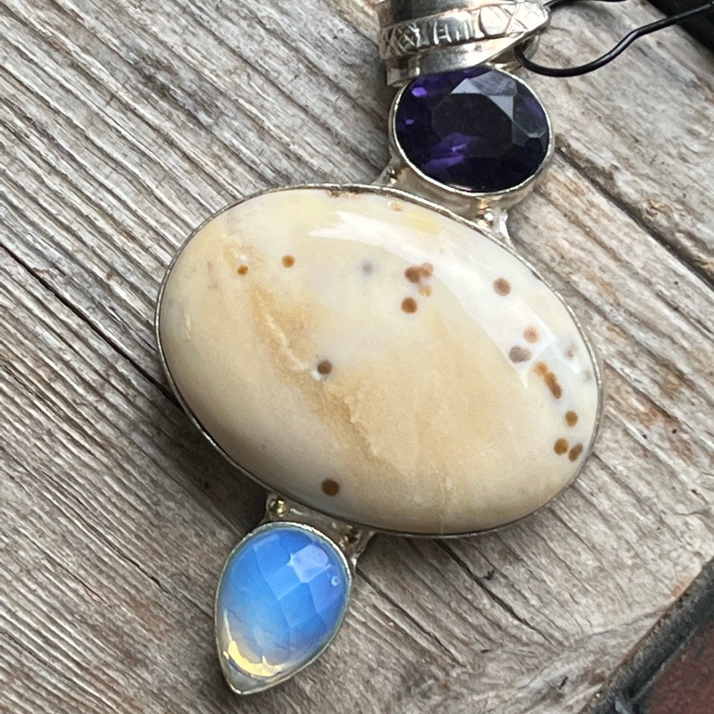 Jasper, Moonstone, Amethyst Pendant